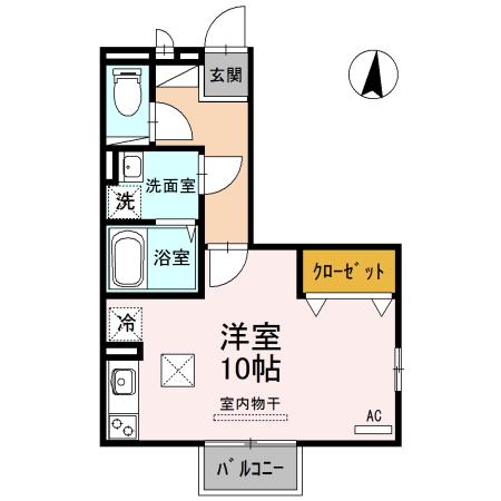 クレール A棟(ワンルーム/1階)の間取り写真
