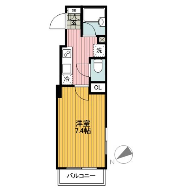 シャンティベルテ反町(1K/4階)の間取り写真