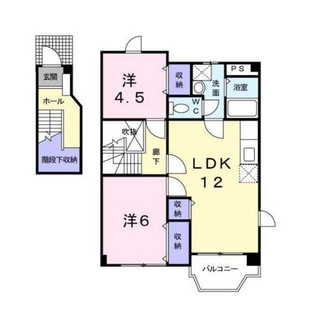 プロスパー大門(2LDK/2階)の間取り写真