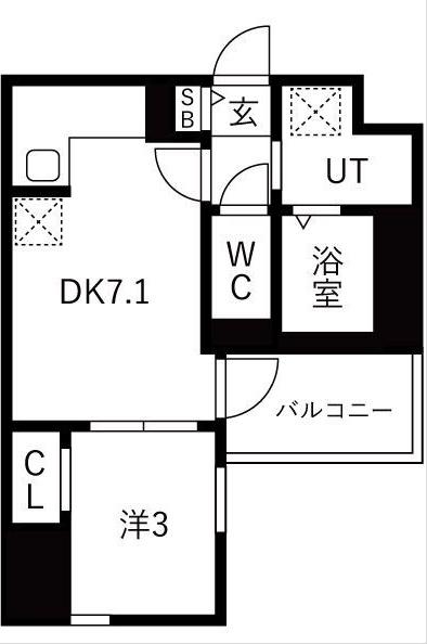 ザ・レジデンスパーク栄(1DK/2階)の間取り写真