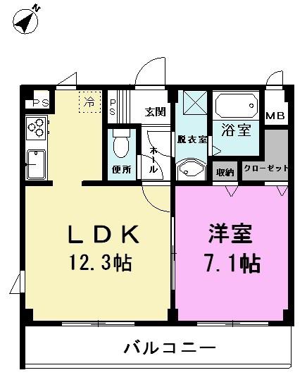 アクアプレッソ(1LDK/2階)の間取り写真