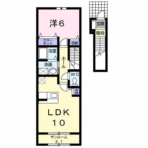 ルーラル・シーン(1LDK/2階)の間取り写真