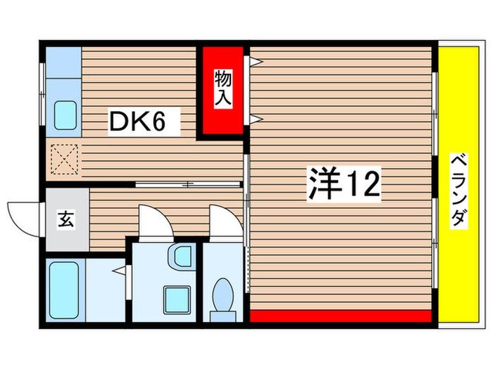 グリーンパーク樫の木(1DK/1階)の間取り写真