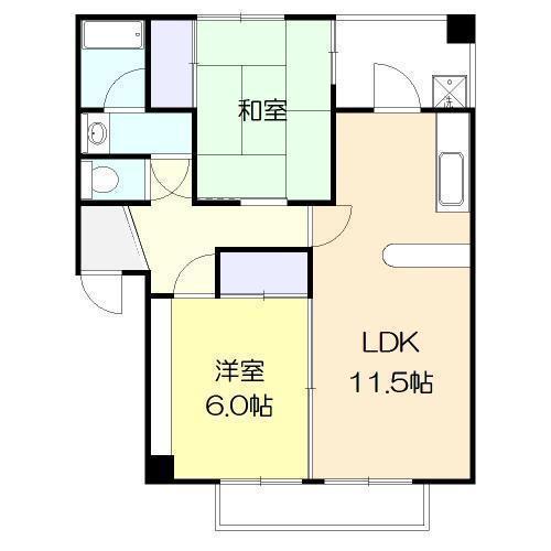 プロスパリティB棟(2LDK/2階)の間取り写真