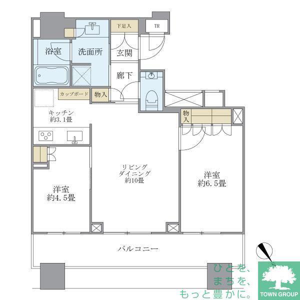 BRILLIA TOWERS目黒サウスレジデンス(2LDK/15階)の間取り写真