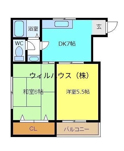 メゾン・ドゥ・メール東湊(2DK/3階)の間取り写真