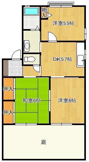 リビエラ遠賀(3DK/1階)の間取り写真