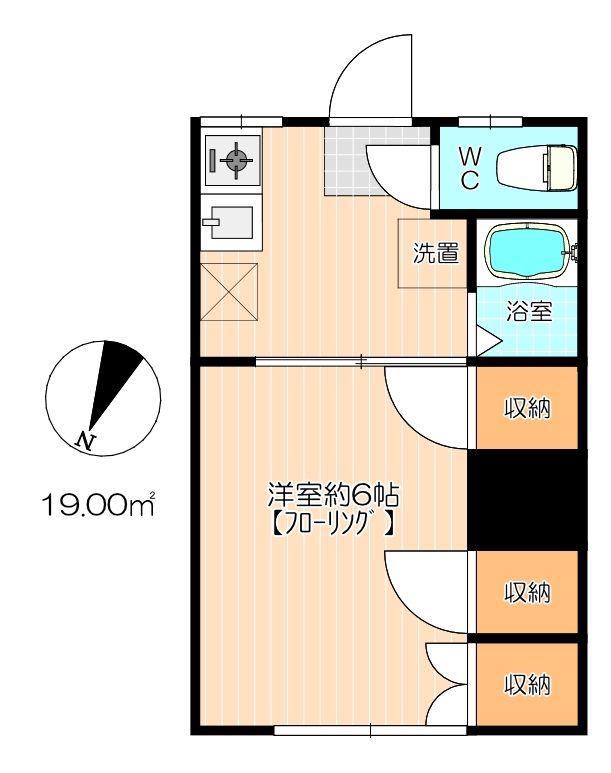 メルサハイツB(1K/1階)の間取り写真