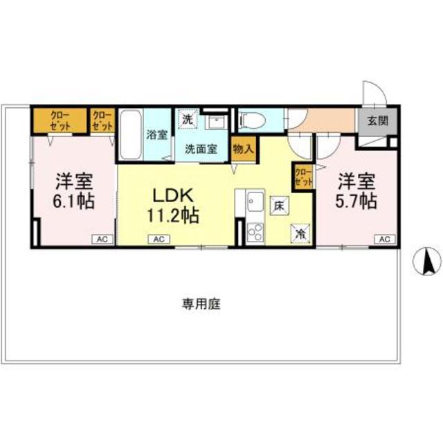 ティアラ(2LDK/1階)の間取り写真