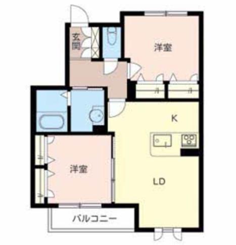 シャーメゾン竹城庵(2LDK/1階)の間取り写真