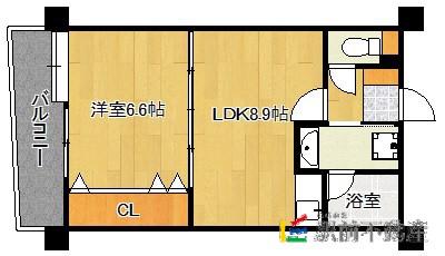 エスペランサ姪浜(1LDK/4階)の間取り写真