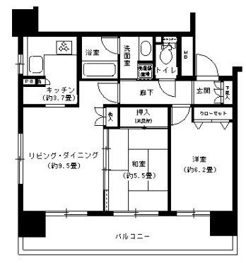 パークキューブ浅草田原町(2LDK/12階)の間取り写真