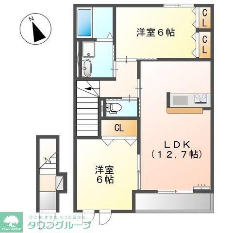ラ・パッセ・デラ・メンテ(2LDK/2階)の間取り写真