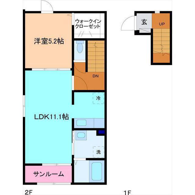 エスポワール白江(1LDK/2階)の間取り写真