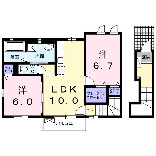 ふたつの月(2LDK/2階)の間取り写真