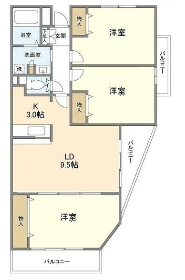 コンフォートパレス(3LDK/2階)の間取り写真