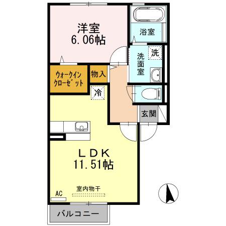 ニューライフつぶく5(1LDK/2階)の間取り写真
