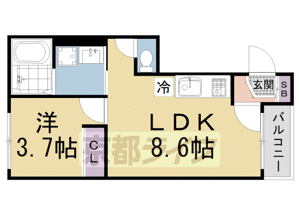 ハーモニーテラス祐(1LDK/1階)の間取り写真