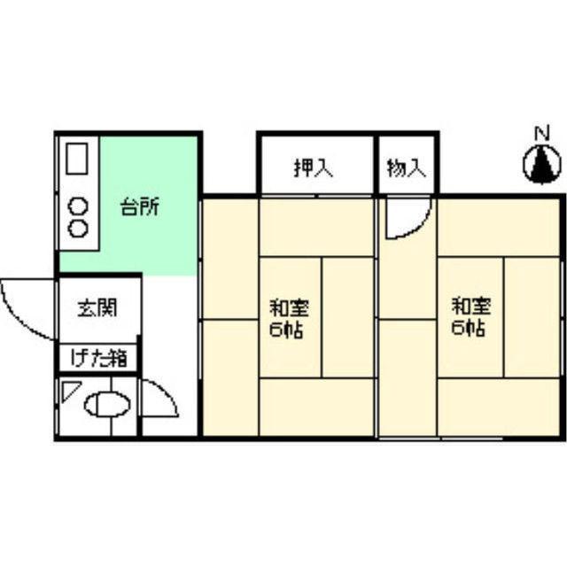 晃山荘(2K/1階)の間取り写真