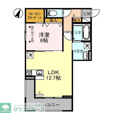 グローブ(1LDK/2階)の間取り写真