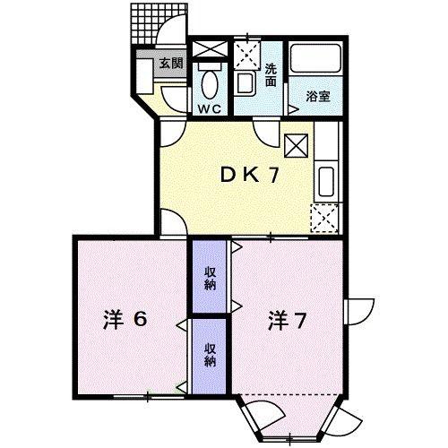 リーヴ・ロジュマン(2DK/1階)の間取り写真