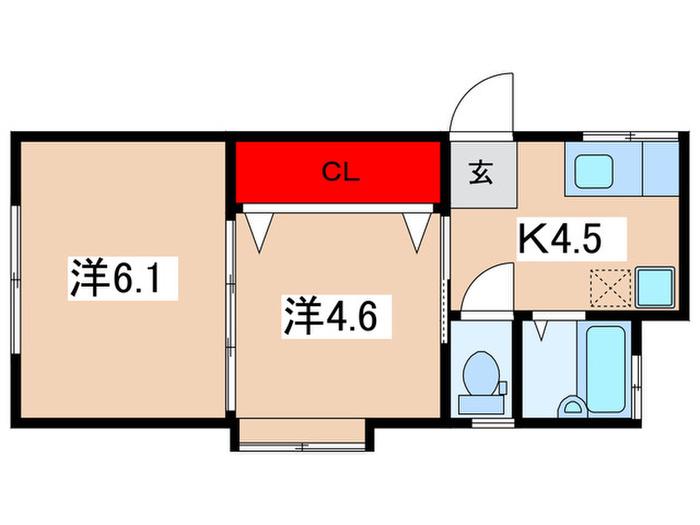 メゾン麻生(2K/2階)の間取り写真