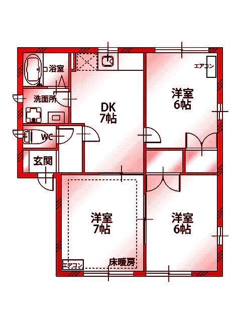 フレシールI(3DK/2階)の間取り写真