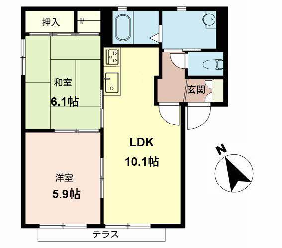アミ・緑町B(2LDK/1階)の間取り写真