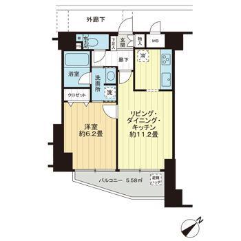ダイアパレス代官山(1LDK/10階)の間取り写真