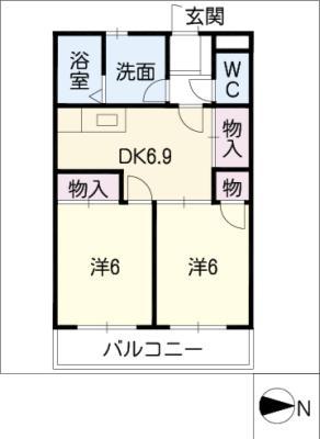 リトルムース(2DK/2階)の間取り写真