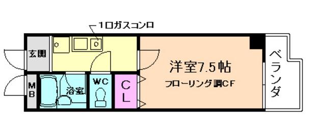 ラ・フォーレ箕面(1K/2階)の間取り写真