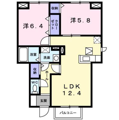シャルマンT2B棟(2LDK/1階)の間取り写真