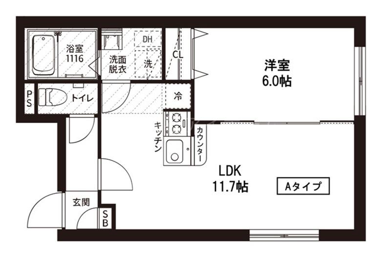 レピュア菊川駅前レジデンス(1LDK/2階)の間取り写真