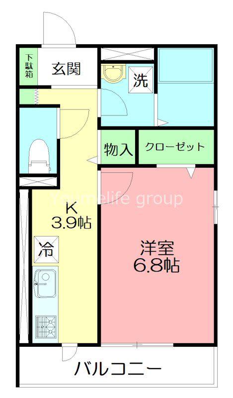 D-ROOM浜町(1K/2階)の間取り写真