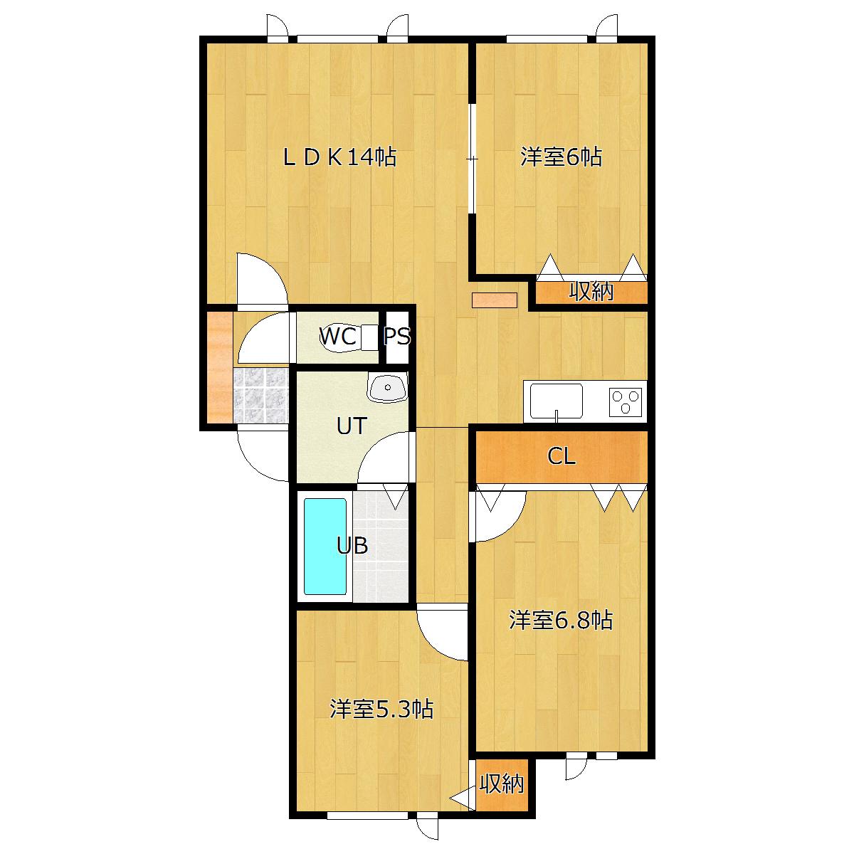 フレスポ東陵(3LDK/2階)の間取り写真