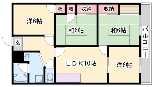 さつきビル(4LDK/7階)の間取り写真