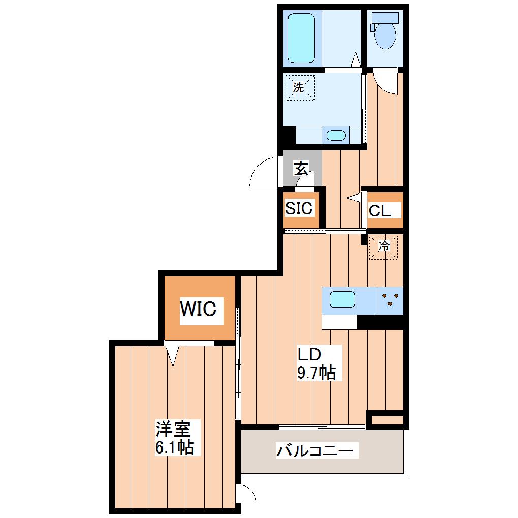 D-ROOM白萩町(1LDK/3階)の間取り写真