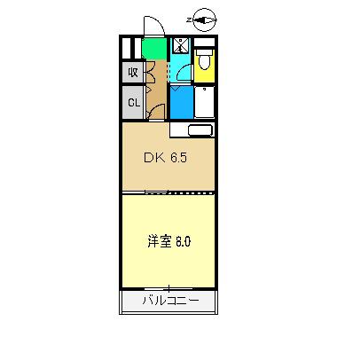 マーベラスコート(1DK/2階)の間取り写真