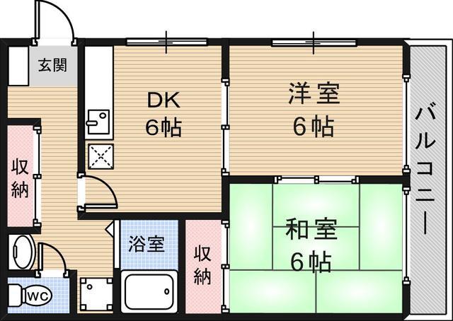 帝塚山サニーハイツ(2DK/2階)の間取り写真