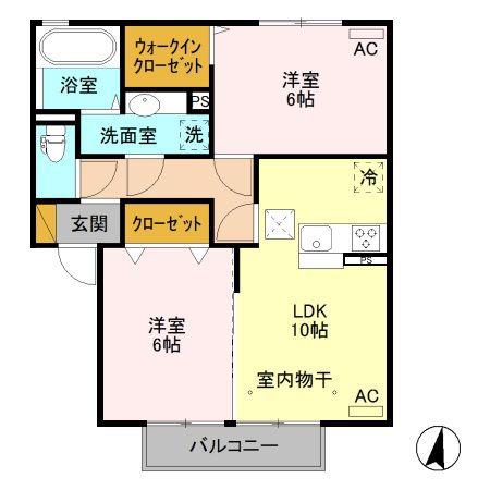 プリンセスローズ(2LDK/1階)の間取り写真