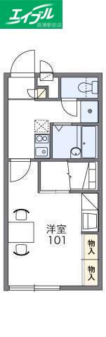 西長瀬HOUSE(1K/1階)の間取り写真