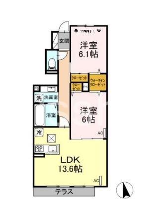アヴァンス阿佐ヶ谷北(2LDK/1階)の間取り写真