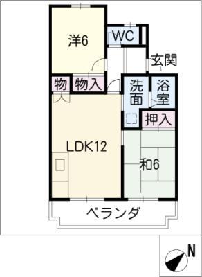 じゅねす有重(2LDK/3階)の間取り写真