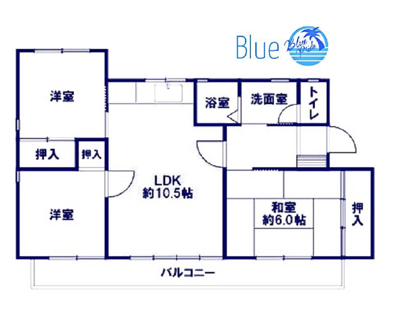 コーポ秋(3LDK/1階)の間取り写真