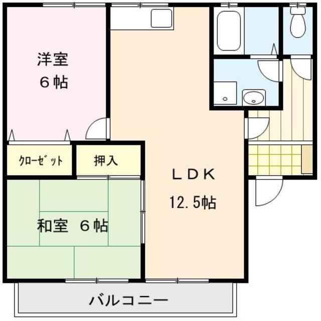 シャルムI(2LDK/2階)の間取り写真