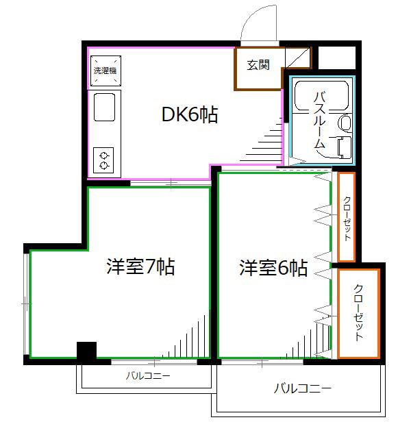アーク上井草(2DK/3階)の間取り写真