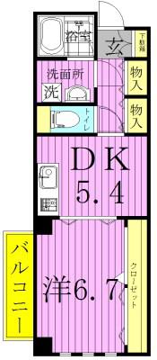 アーバンレックス西新井Ⅱ(1DK/4階)の間取り写真
