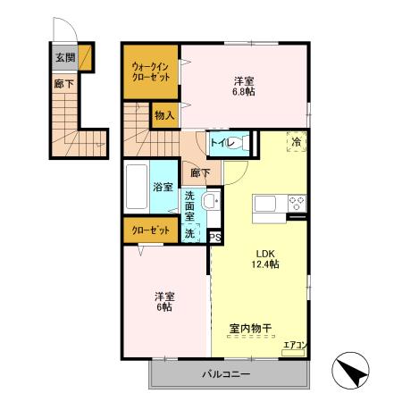 LA・LUCE KEYAKIA(2LDK/2階)の間取り写真