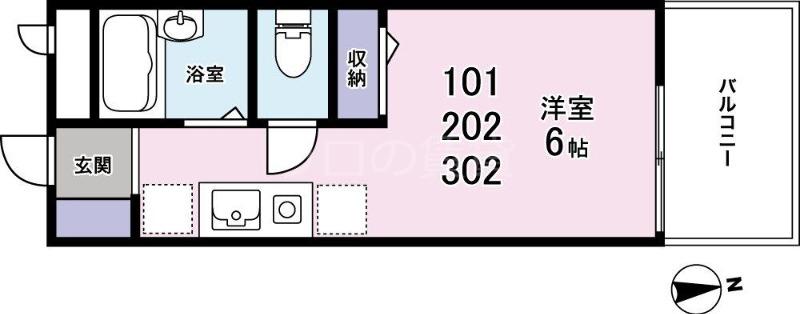 ドルフ武蔵新田(1K/2階)の間取り写真
