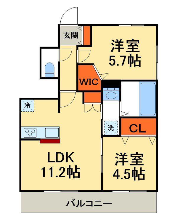 アーク サンサーラ(2LDK/1階)の間取り写真